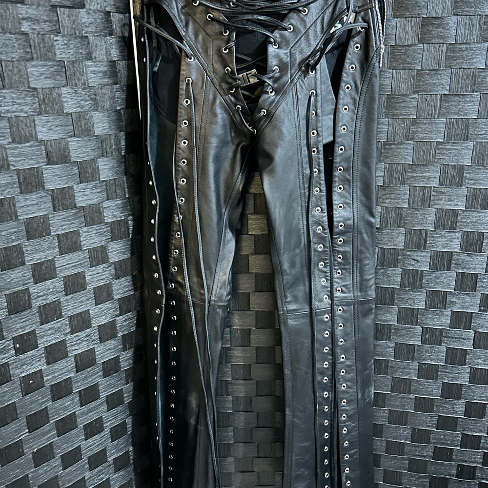 Natasha Zinko Black Leather Lace Up Pants